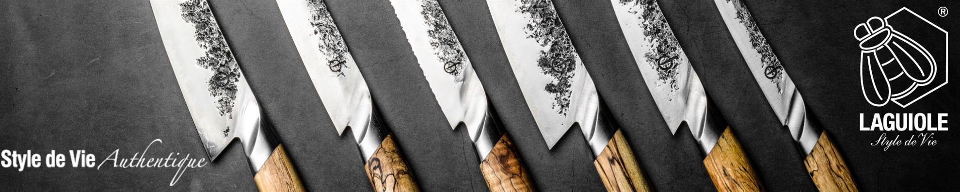 Laguiole - Taschenmesser Zebranoholz mit Wetzstahl und schwarzer Lederhülle