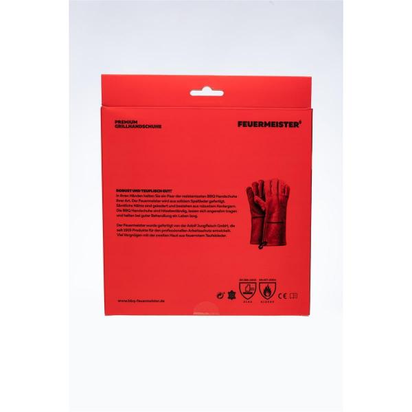 Feuermeister - Grillhandschuhe Leder Rot Gr. 12 (Paar)