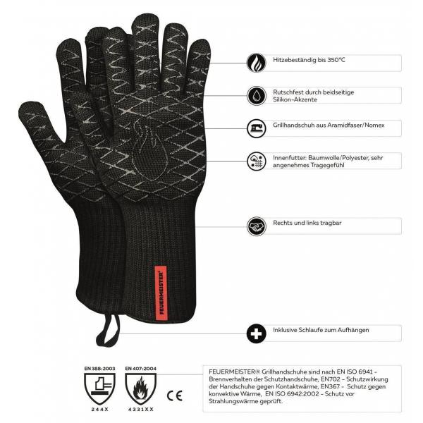 Feuermeister - Grillhandschuhe Aramid schwarz Gr. 12 (Paar)